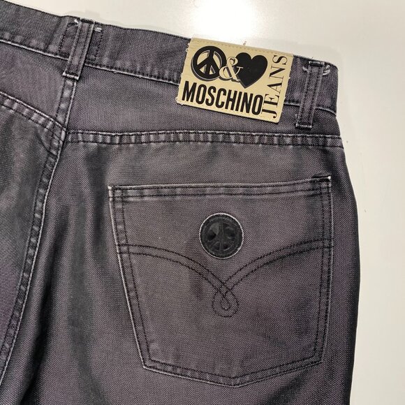 Vintage Moschino Lightweight Straight Leg Shining Jeans Gray men's size 33x28 - Picture 7 of 10